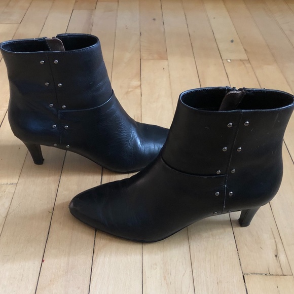 Tahari Shoes - Tahari Black Leather Ankle Boots w/ Silver Studs
